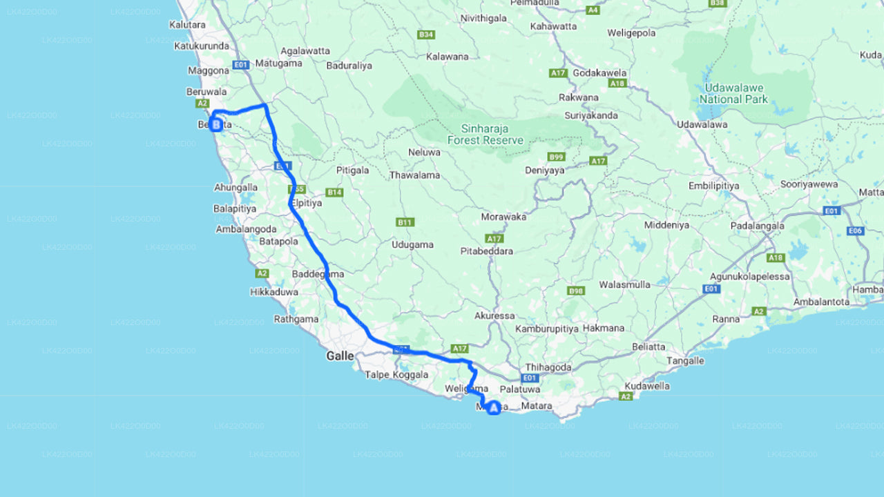 Mirissa City to Bentota City Private Transfer