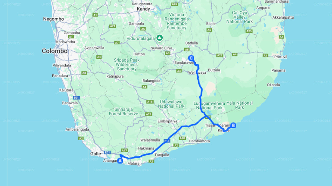 याला सफारी के साथ वेलिगामा से एला तक प्राइवेट टूर