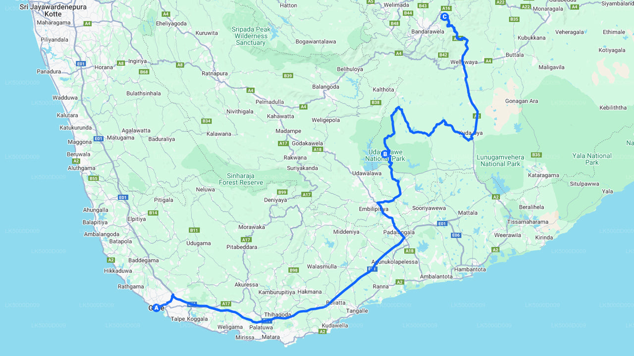 उदावालावे सफारी के साथ गाले से एला तक प्राइवेट टूर