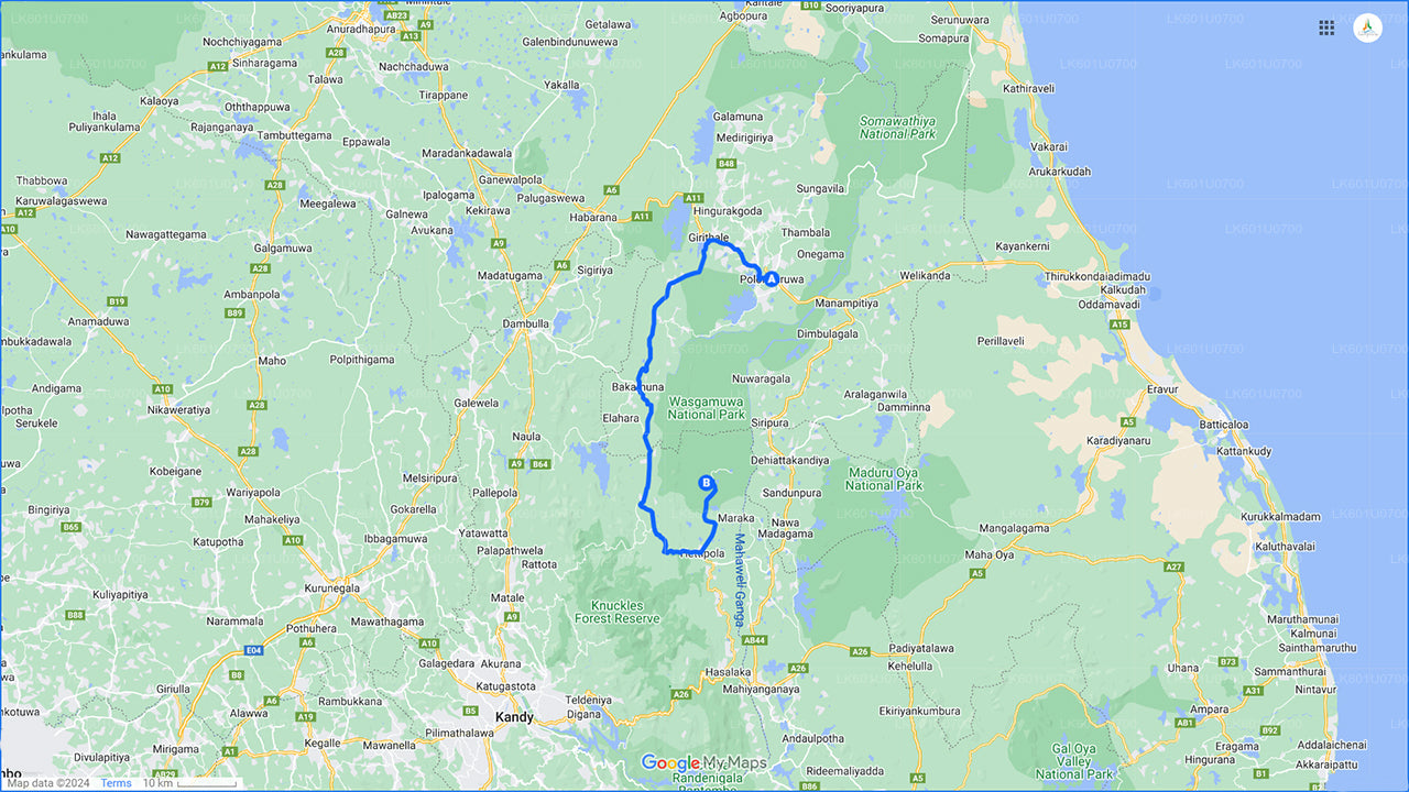 पोलोन्नारुवा से वास्गामुवा नेशनल पार्क सफारी