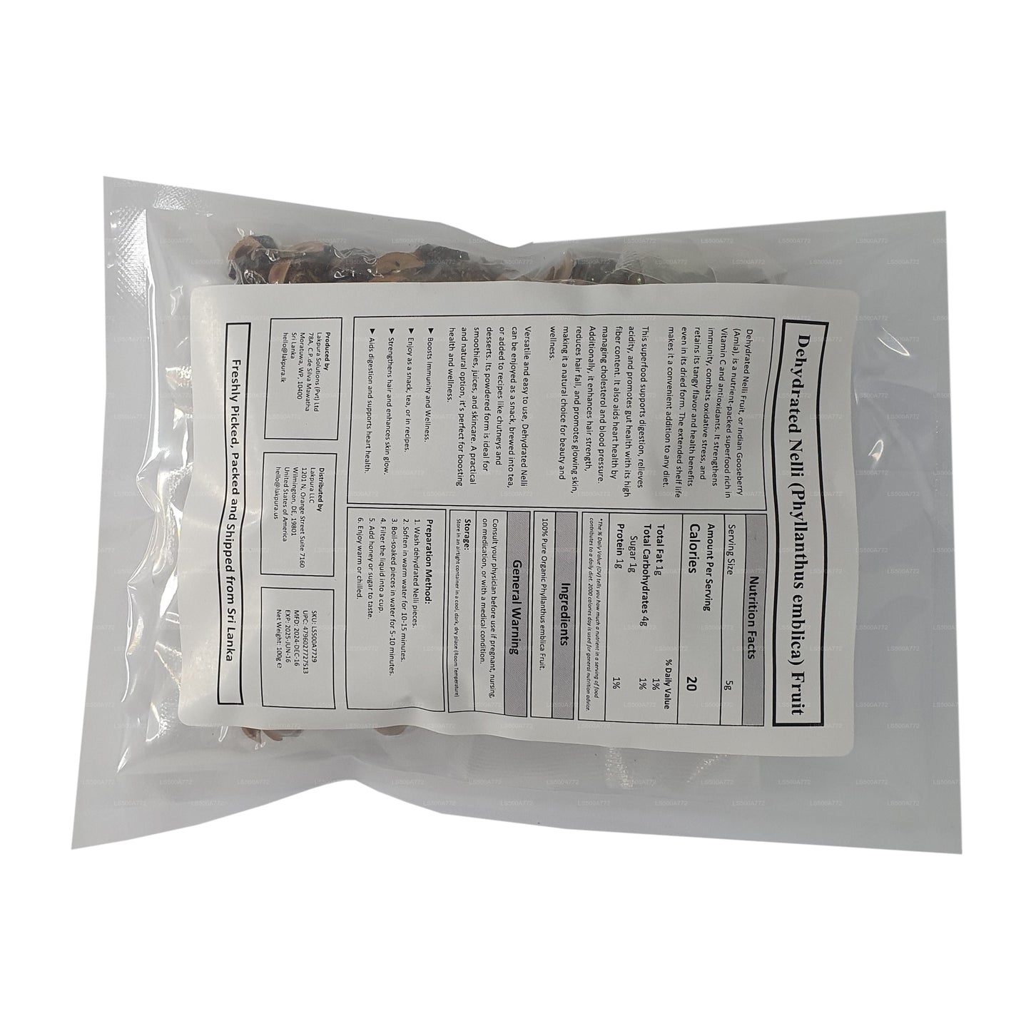 Lakpura Dehydrated Nelli (Amla / Phyllanthus emblica) Fruit