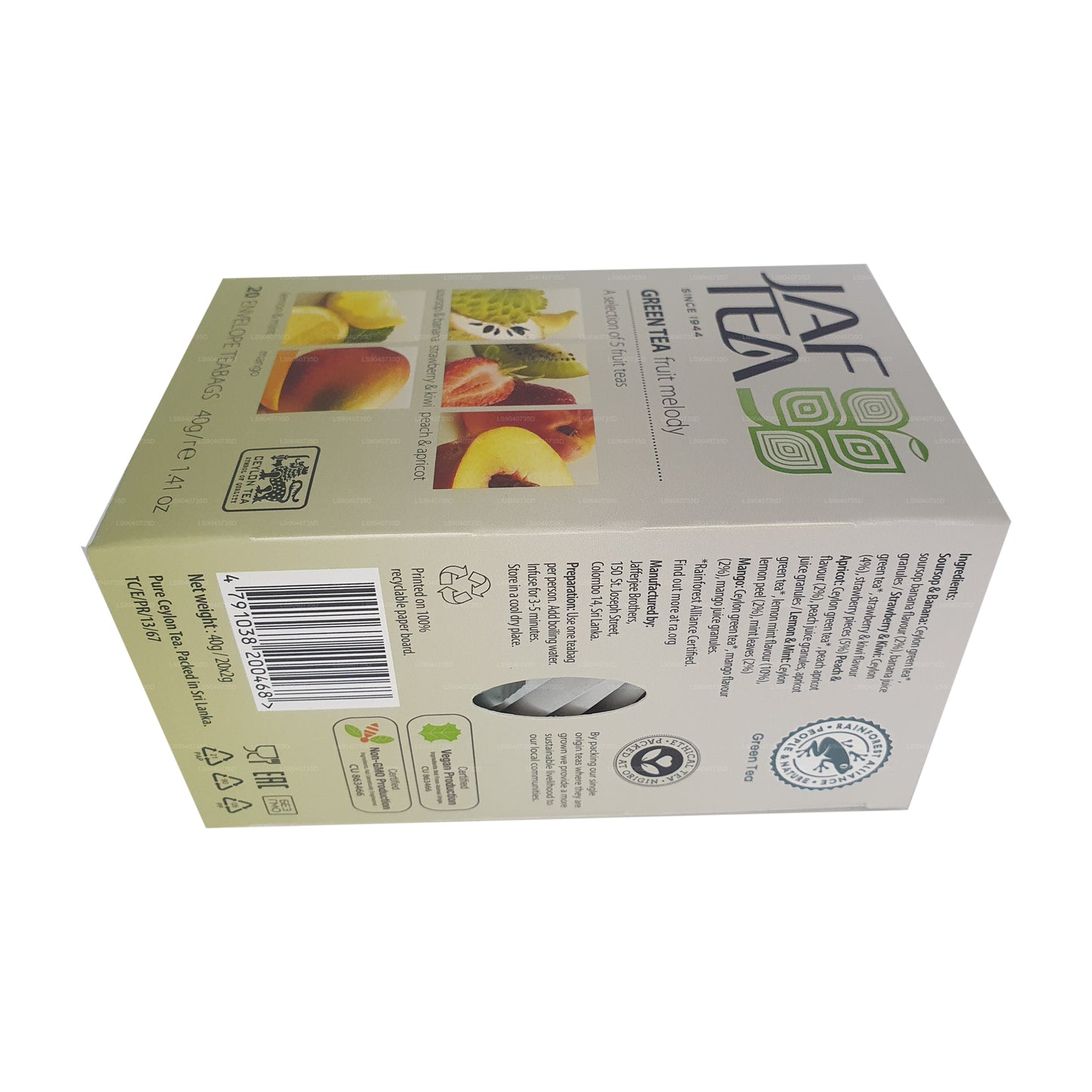 Jaf Tea Fruit Melody Green Tea (40g) Foil Envelop Tea Bags