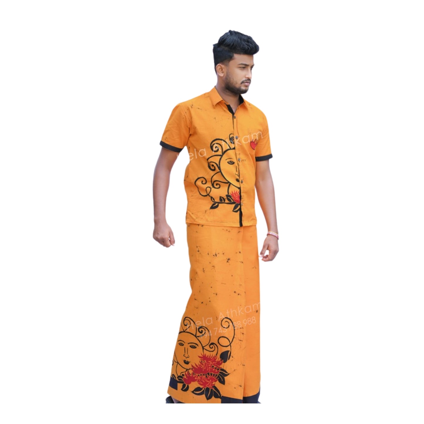 लकपुरा® बटिक शर्ट और सारोंग (डिज़ाइन AB222)