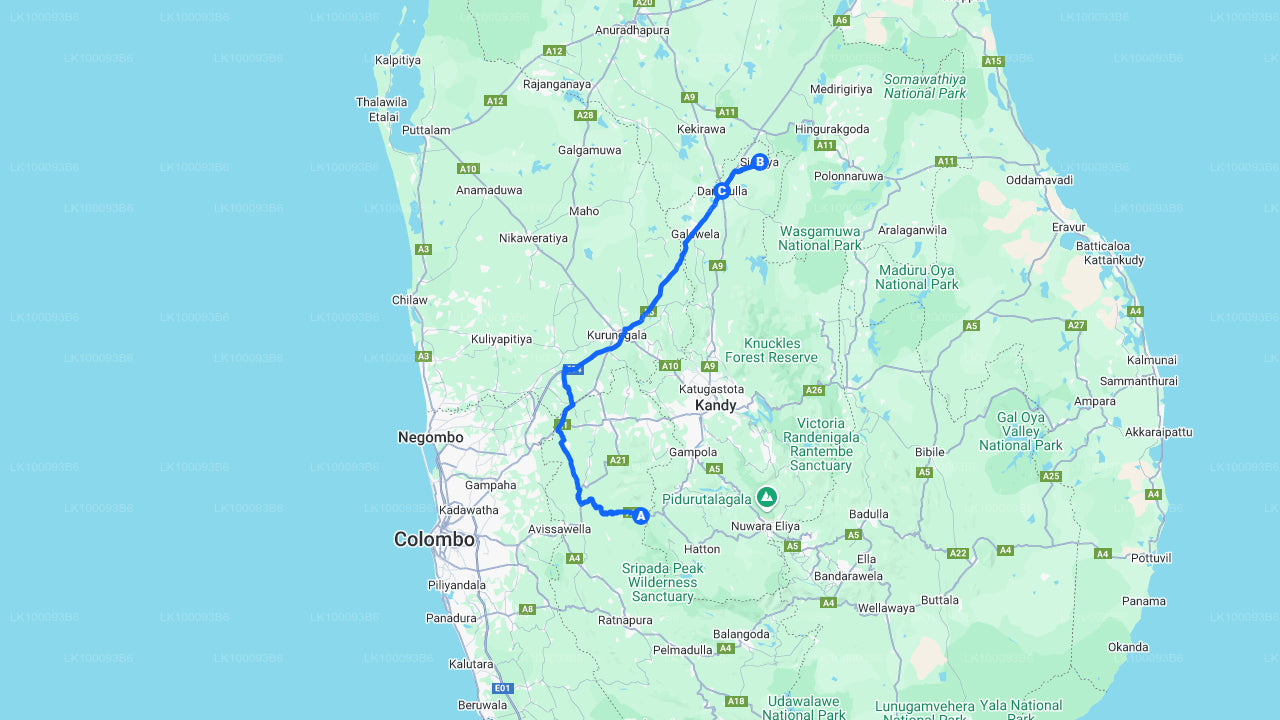 कितुलगाला से सिगिरिया और दांबुला