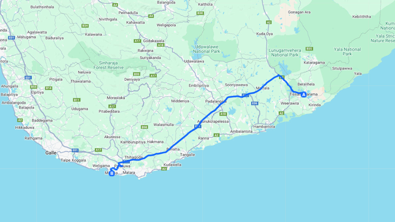 Tissamaharama City to Mirissa City Private Transfer