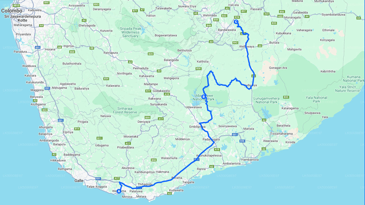 वेलिगामा से एला तक का प्राइवेट टूर, उदावालावे सफारी के साथ