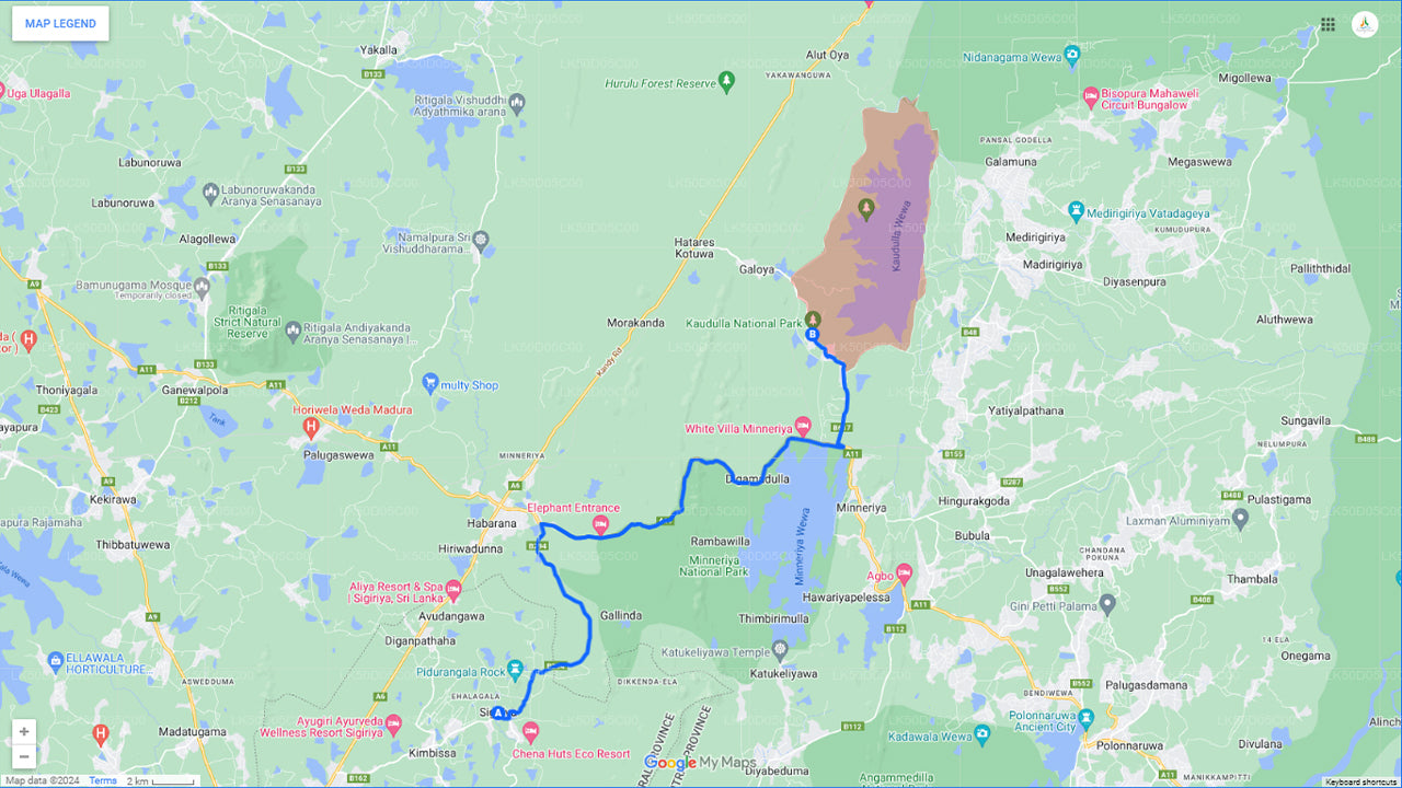 सिगिरिया से कौदुल्ला राष्ट्रीय उद्यान निजी सफारी