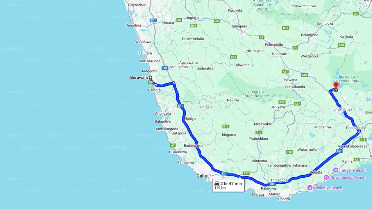 बेरुवाला से उदावालावे नेशनल पार्क सफारी