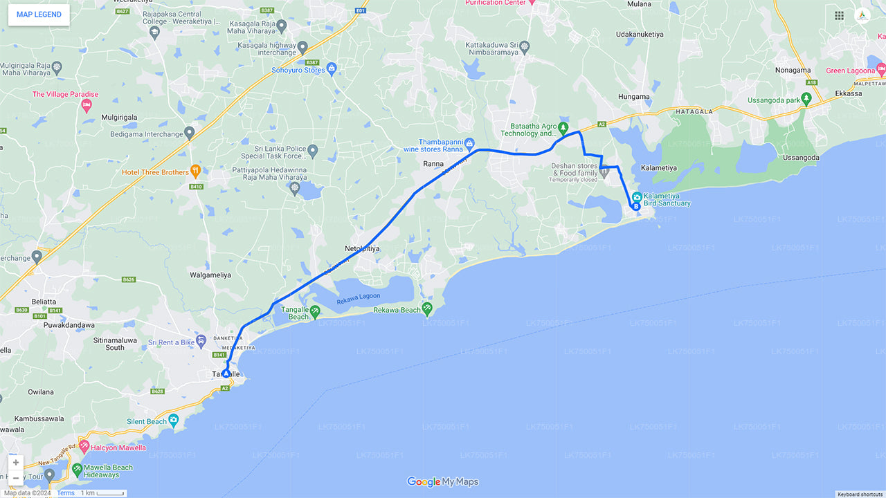 तंगल्ले से कलामेटिया अभयारण्य में नाव द्वारा पक्षी अवलोकन
