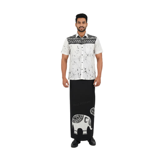 लकपुरा® बटिक शर्ट और सारोंग (डिज़ाइन AB222)