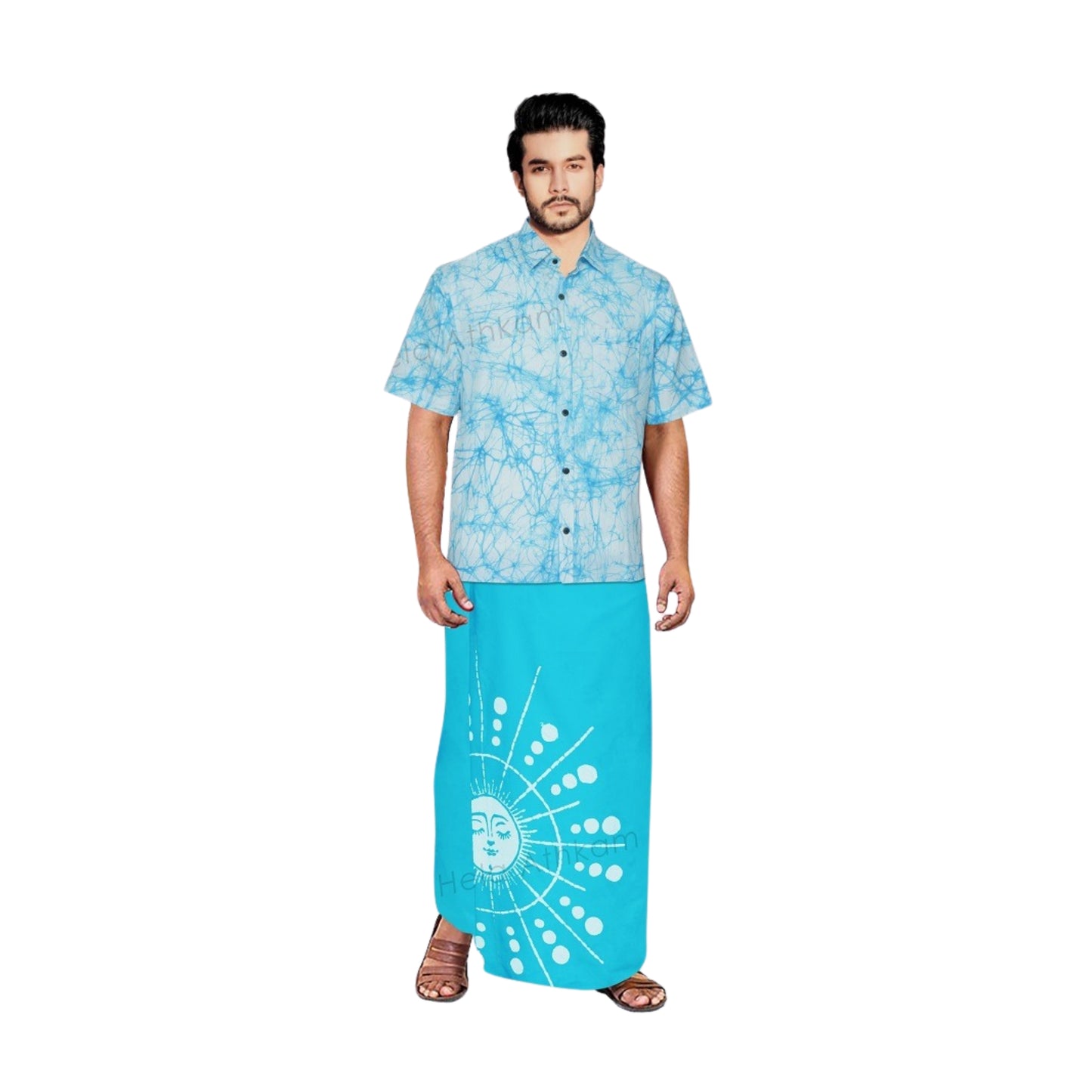 लकपुरा® बटिक शर्ट और सारोंग (डिज़ाइन AB222)