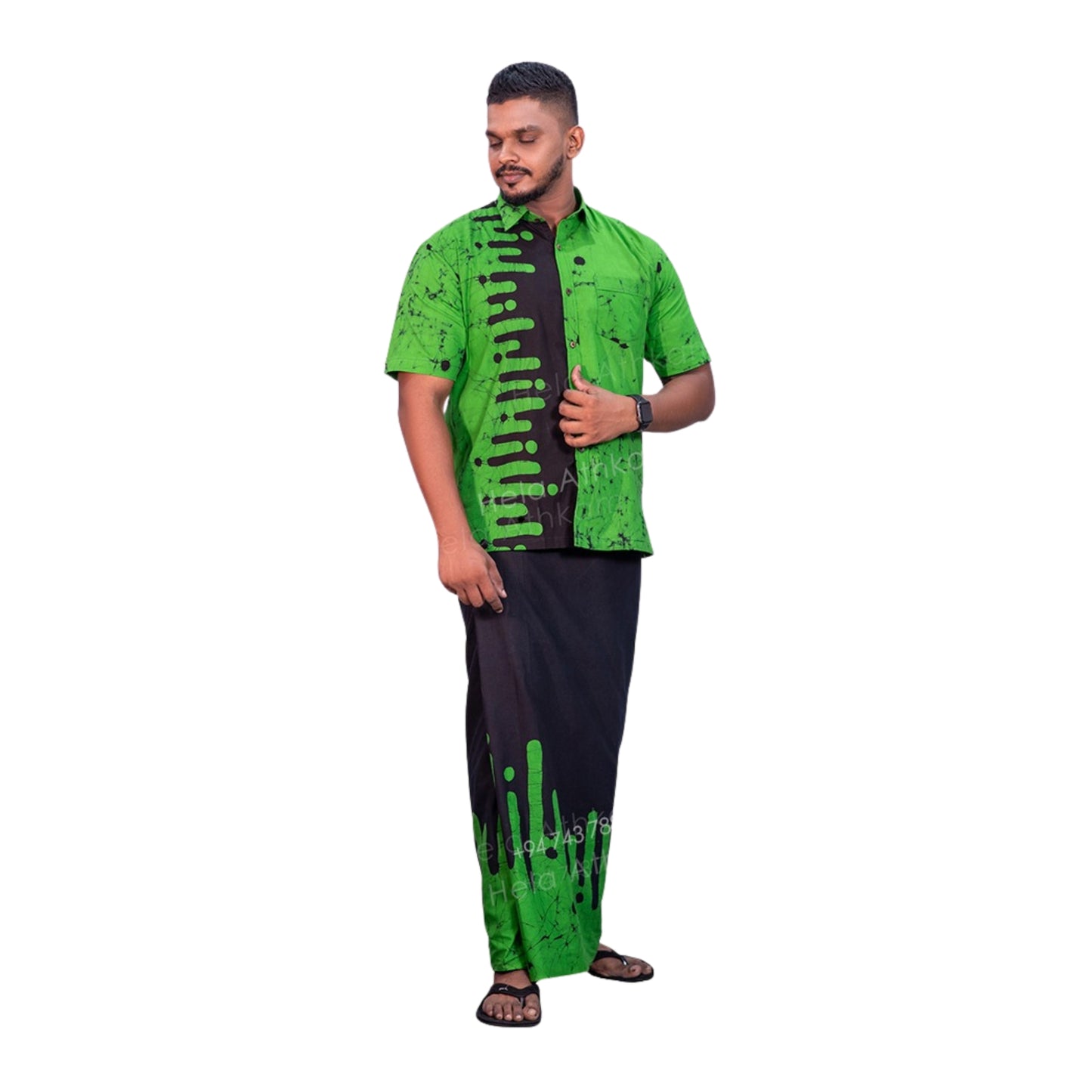 लकपुरा® बटिक शर्ट और सारोंग (डिज़ाइन AB222)