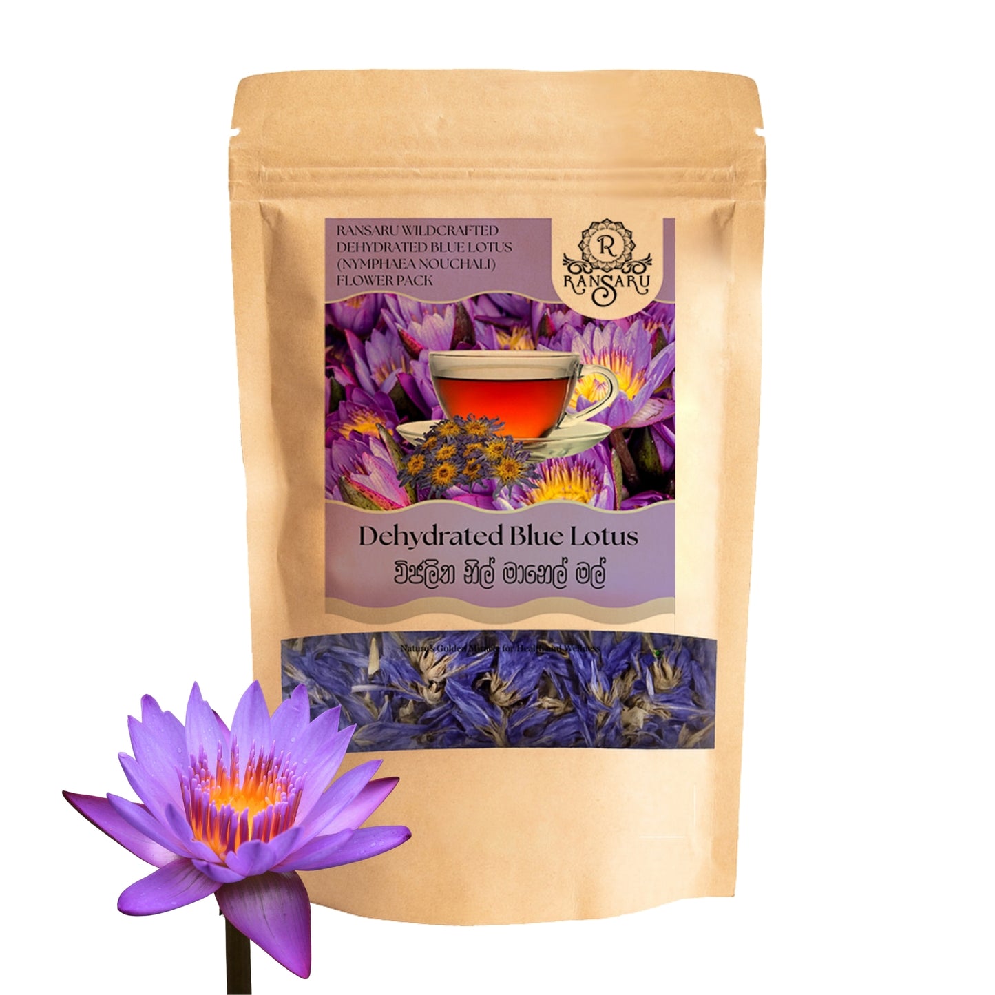 Ransaru Wildcrafted Dehydrated Blue Lotus (Nymphaea Nouchali) Flower Pack