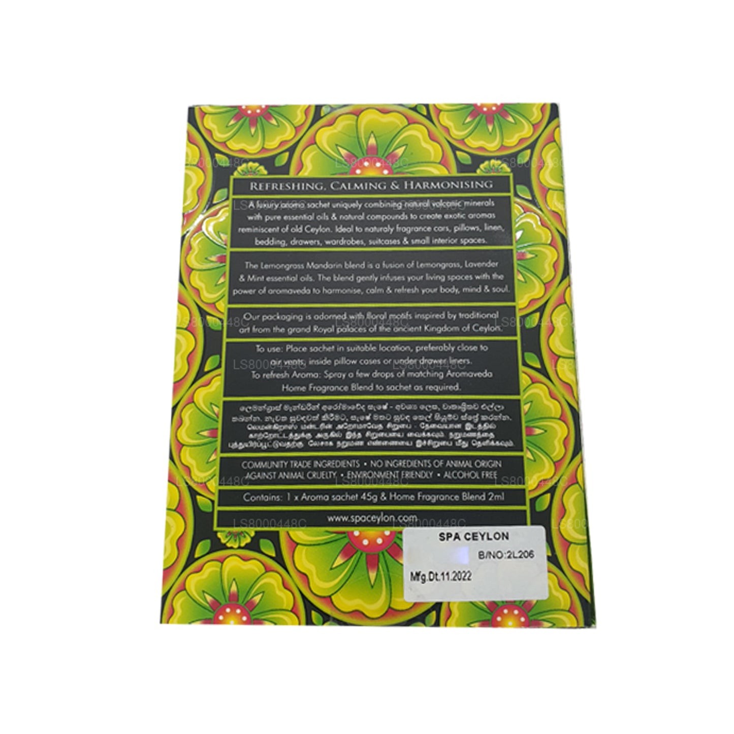 Spa Ceylon Lemongrass Mandarin Aromaveda Aroma Sachet (45g)
