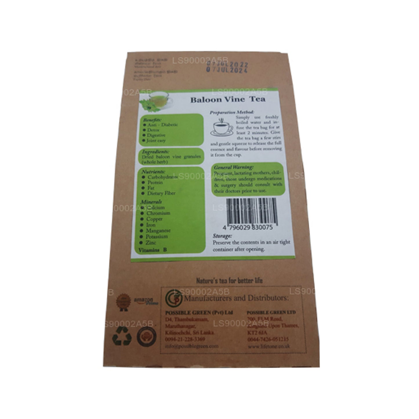 Lifetone Balloon Vine Tea (30g) 20 Tea Bags