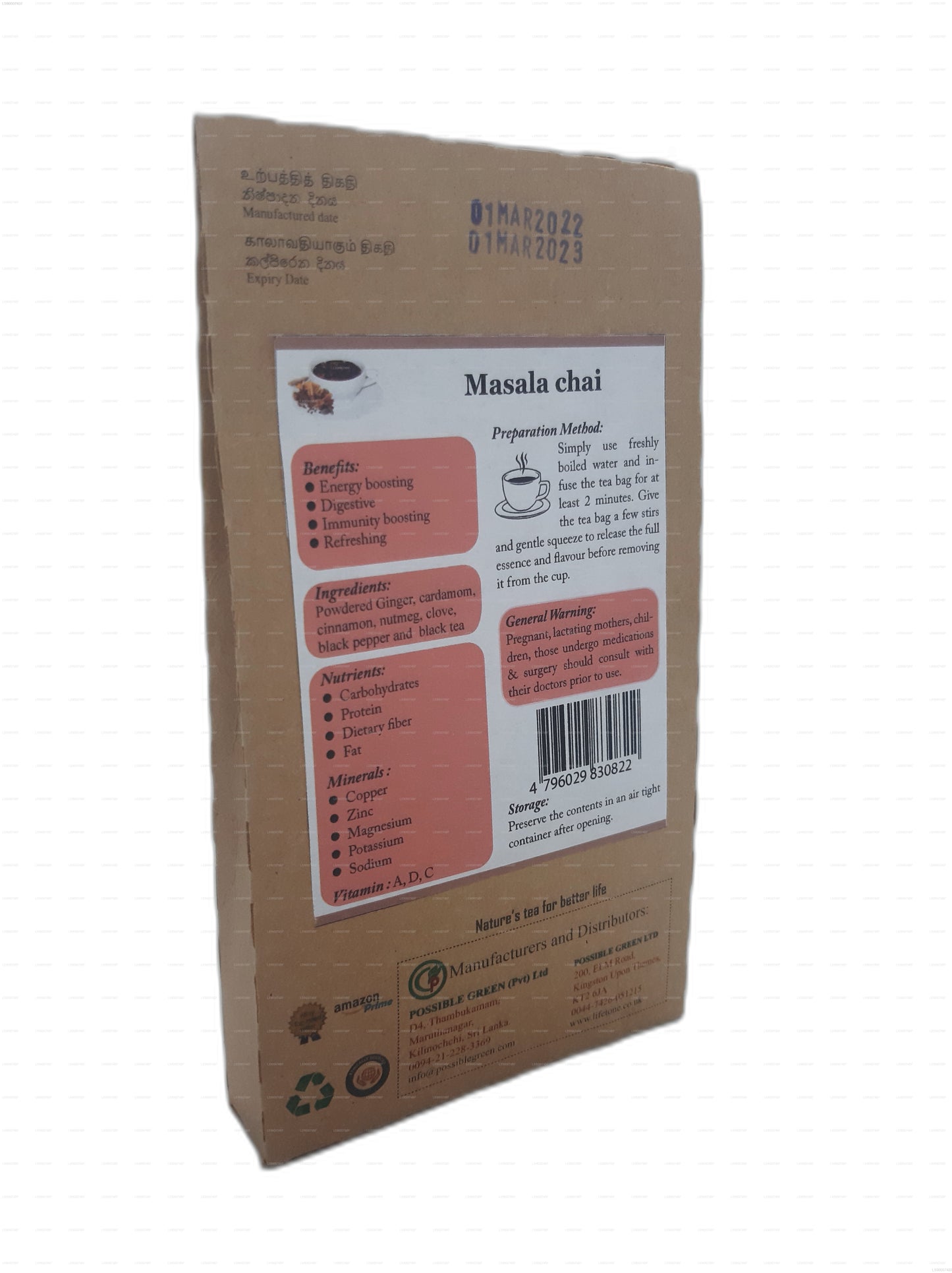 Lifetone Masala Chai (40g) 20 Tea Bags
