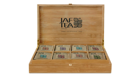 Jaf Tea 8 compartment Bamboo Presenter With Foil Envelop Tea Bags (160g)