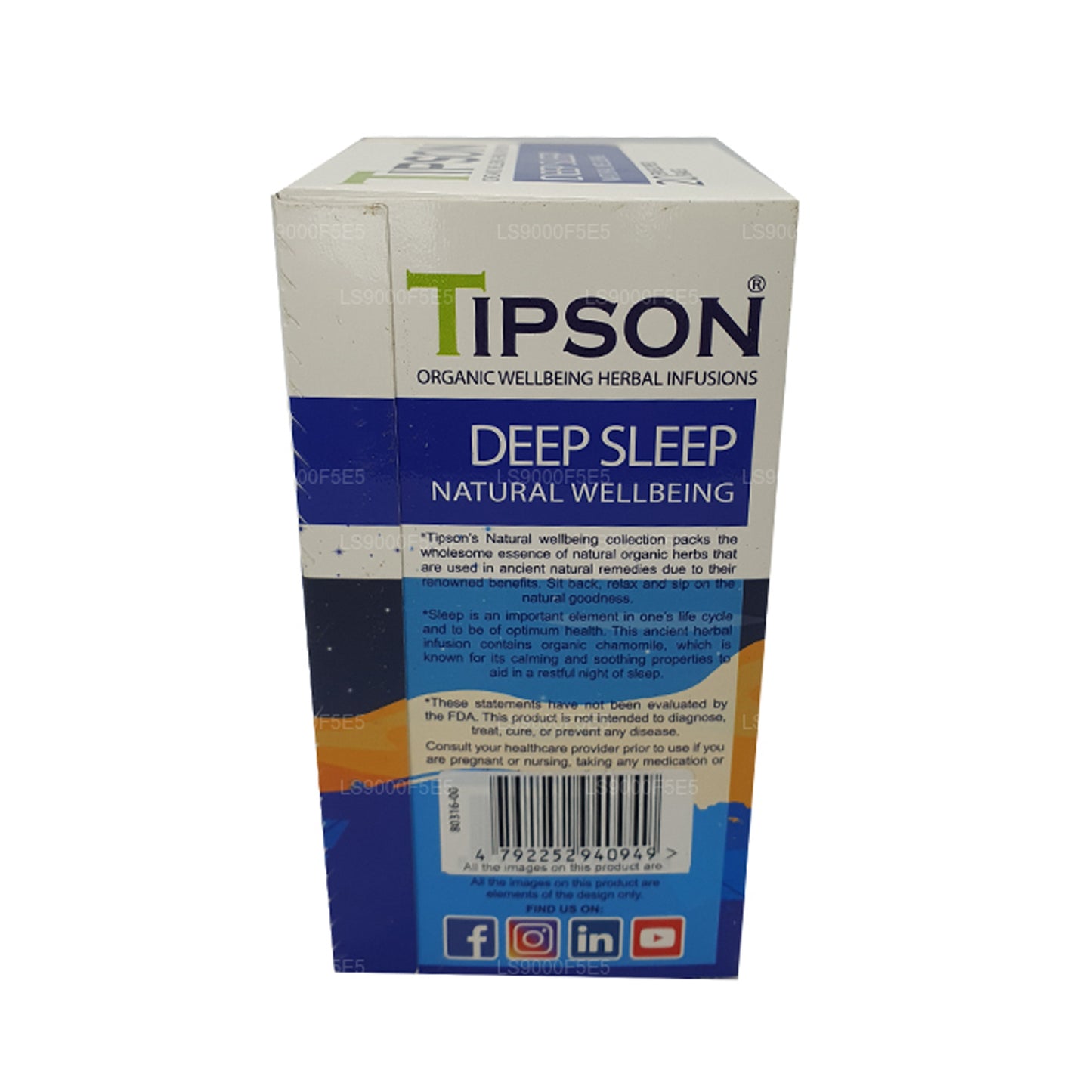 Tipson Organic Deep Sleep Natural Wellbeing (30g) 20 Enveloped Tea Bags
