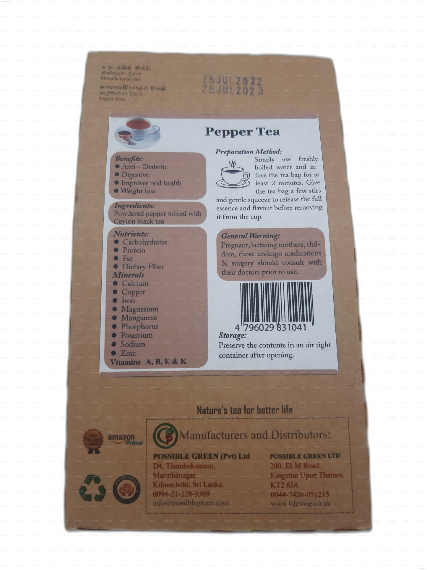 Lifetone Pepper Tea (40g) 20 Tea Bags