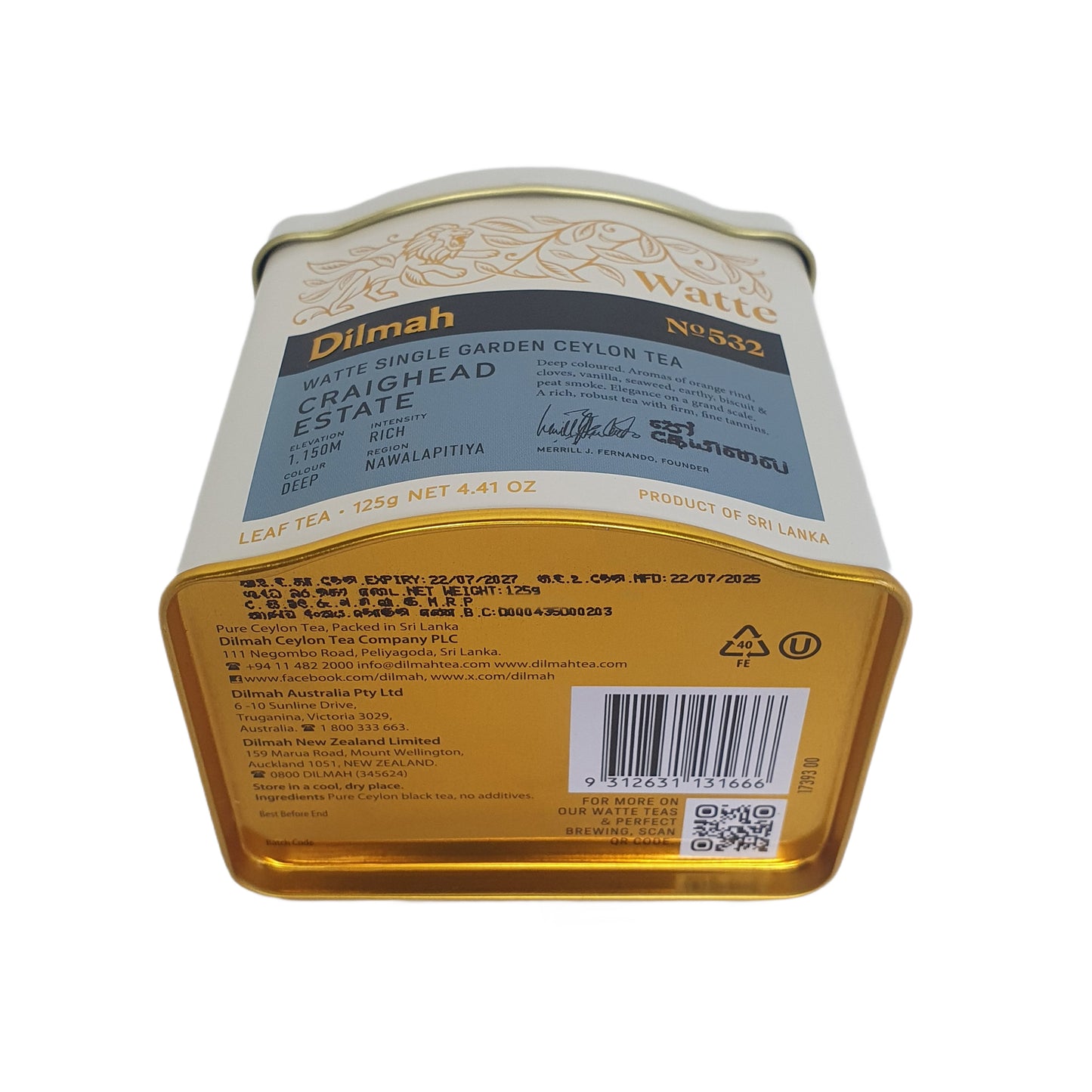 Dilmah Craighead Estate Watte Ceylon Black Tea (125g)