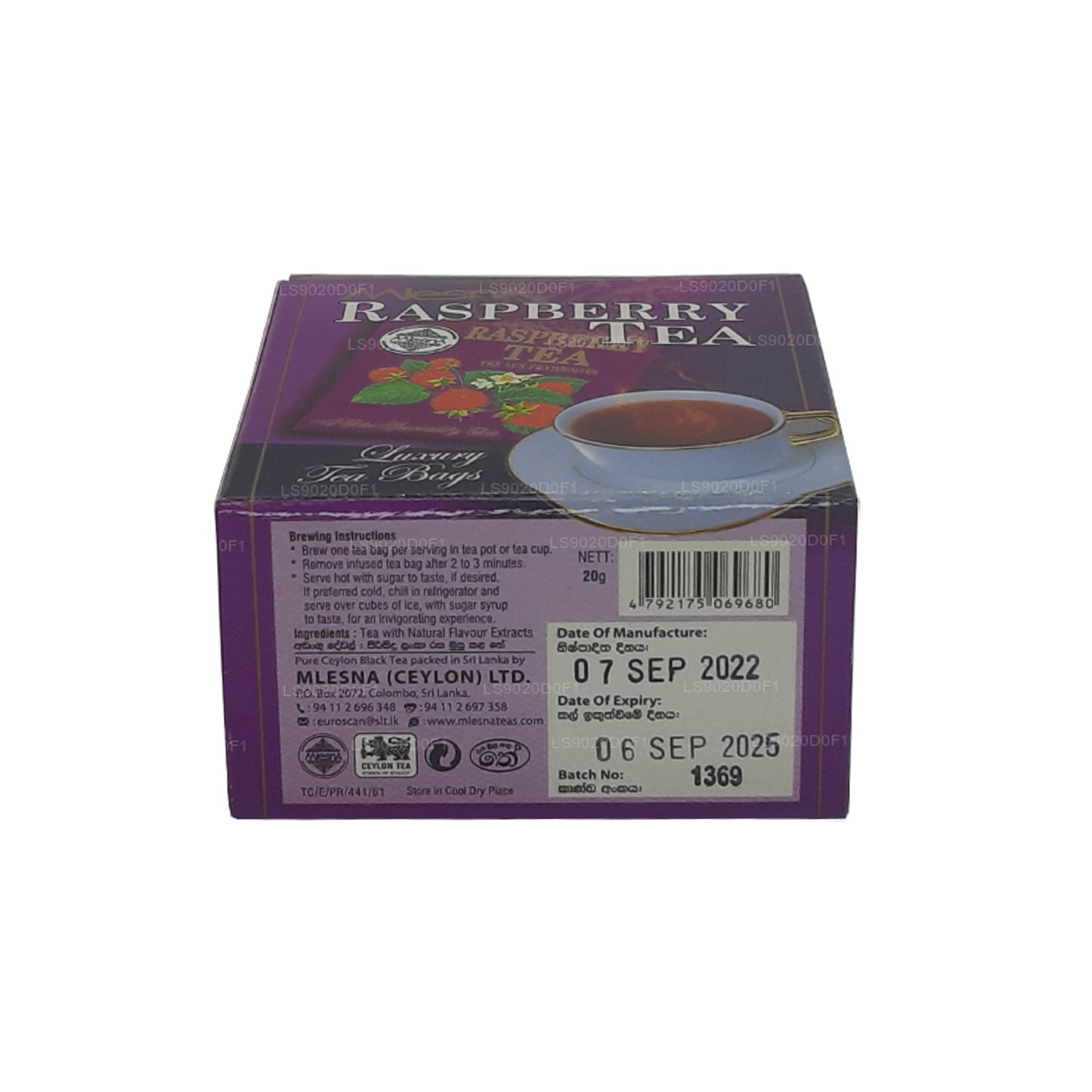 Mlesna Raspberry Tea (20g) 10 Luxury Tea Bags