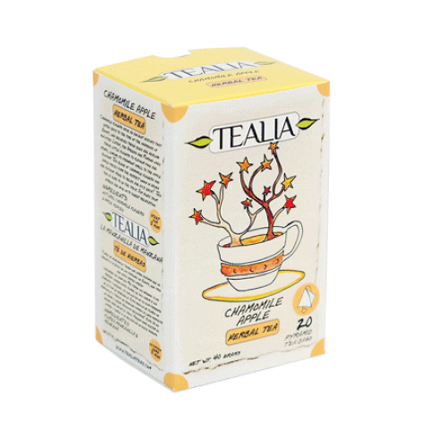 Tealia Chamomile Apple (40g) 20 Pyramid Envelope Tea Bags