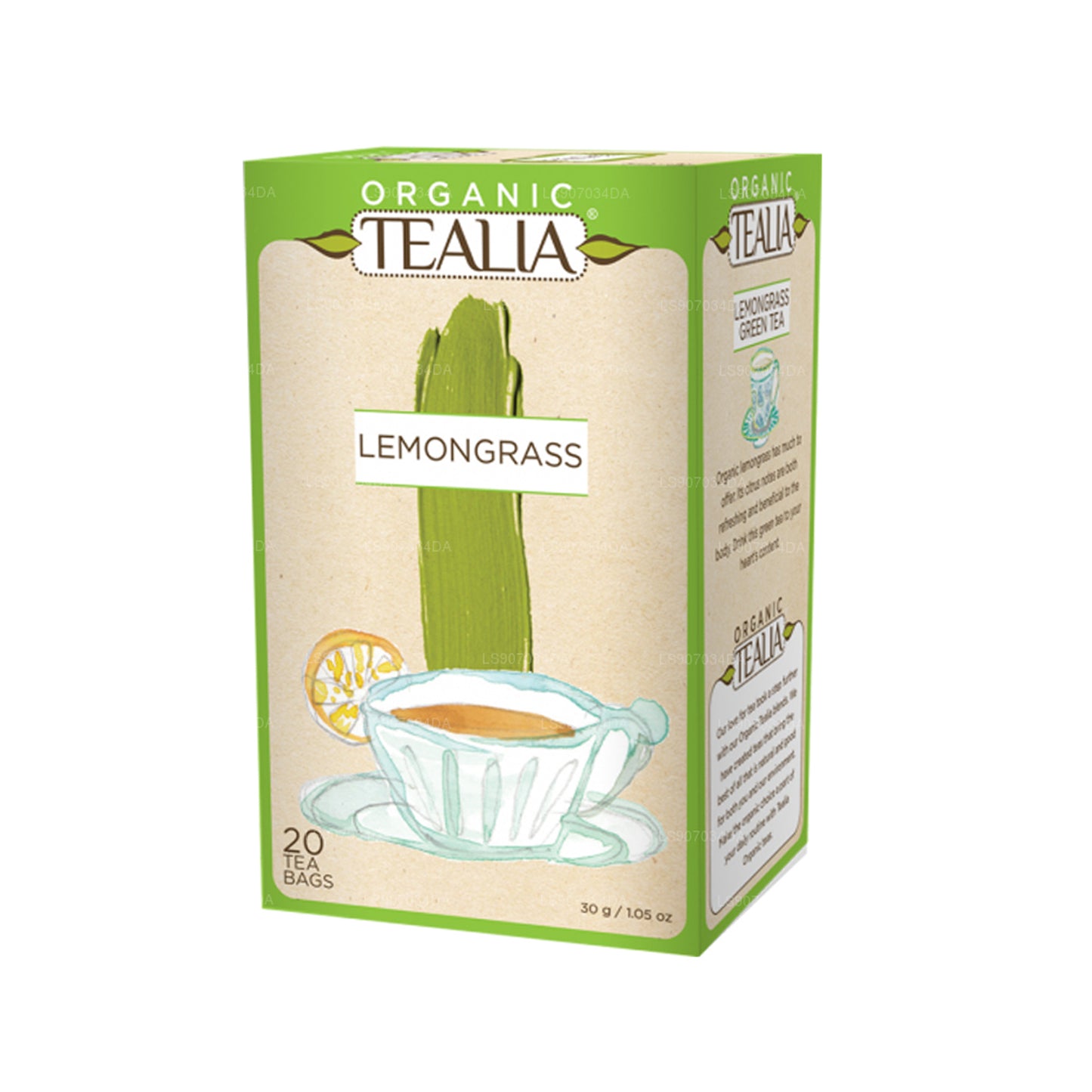 Tealia Organic Lemongrass - 20 Envelope Tea Bags (30g)