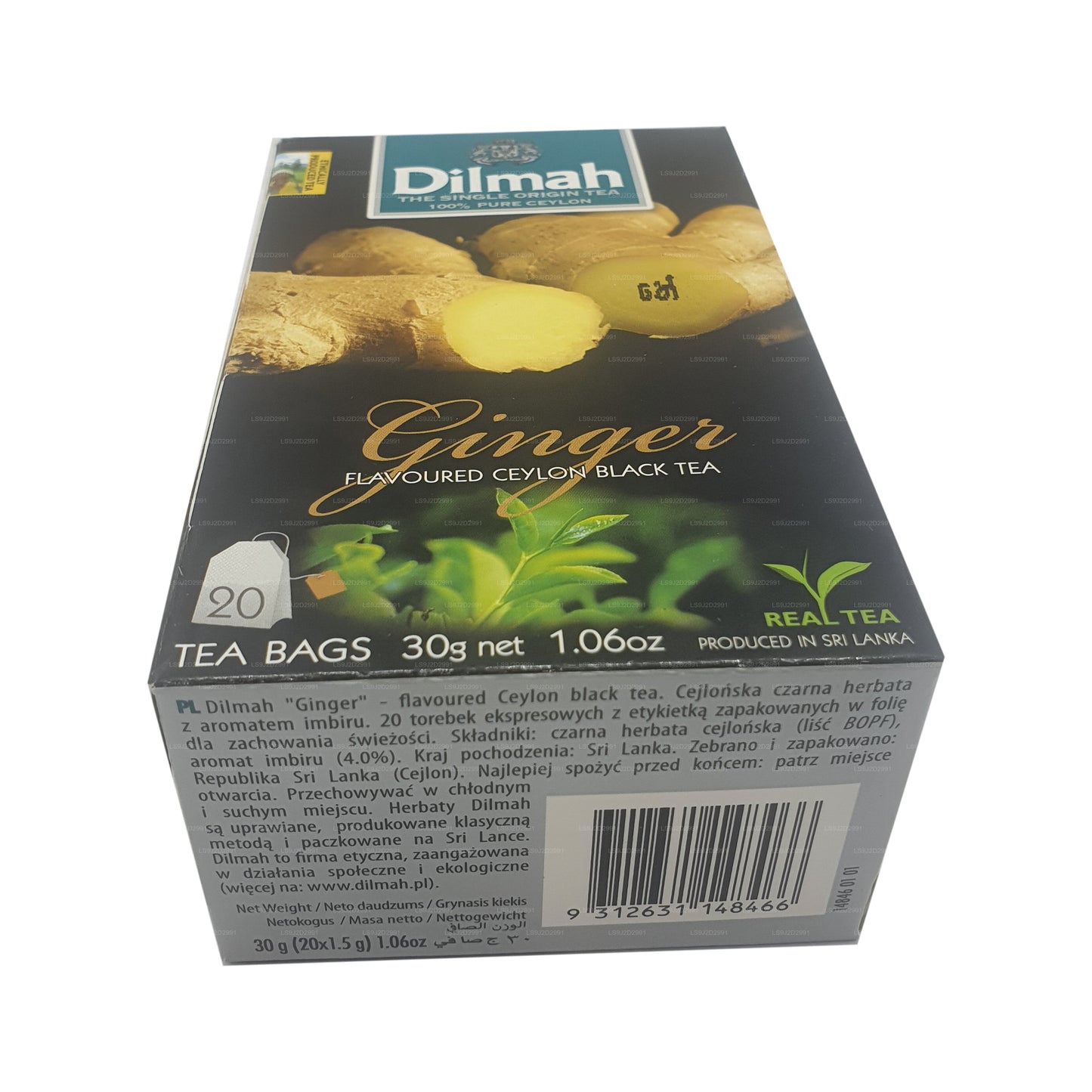 Dilmah Ginger Flavored Black Tea (30g) 20 Tea Bags