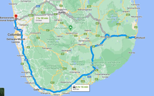 Pottuvil City to Colombo Airport (CMB) Private Transfer