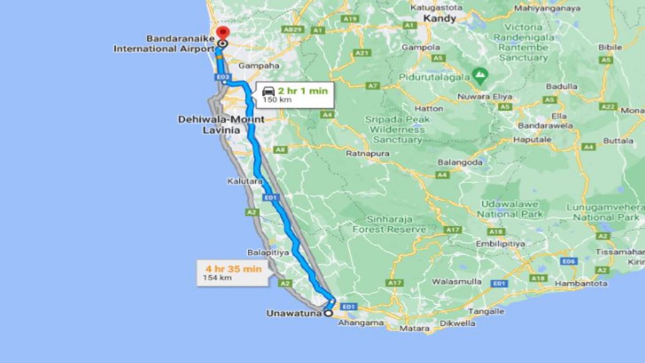 उनावटुना सिटी से कोलंबो हवाई अड्डा (CMB) निजी स्थानांतरण