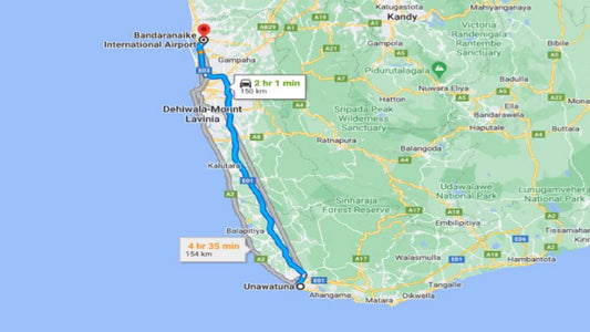उनावटुना सिटी से कोलंबो हवाई अड्डा (CMB) निजी स्थानांतरण
